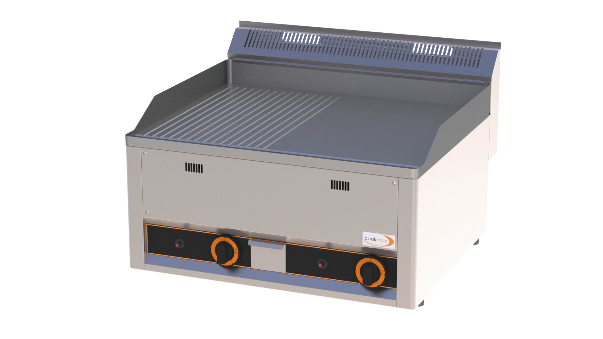 Gas-Grillplatte 1/2 gerillt 1/2 glatt 2 Heizzonen 660 x 600 x 290 mm