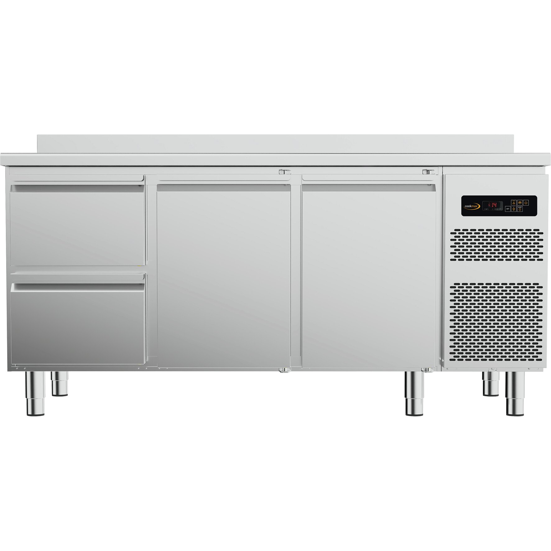 Kühltisch GN 1/1, 2 Türen, 2 Schubladen, Korpushöhe 650 mm, o. Arbeitsplatte