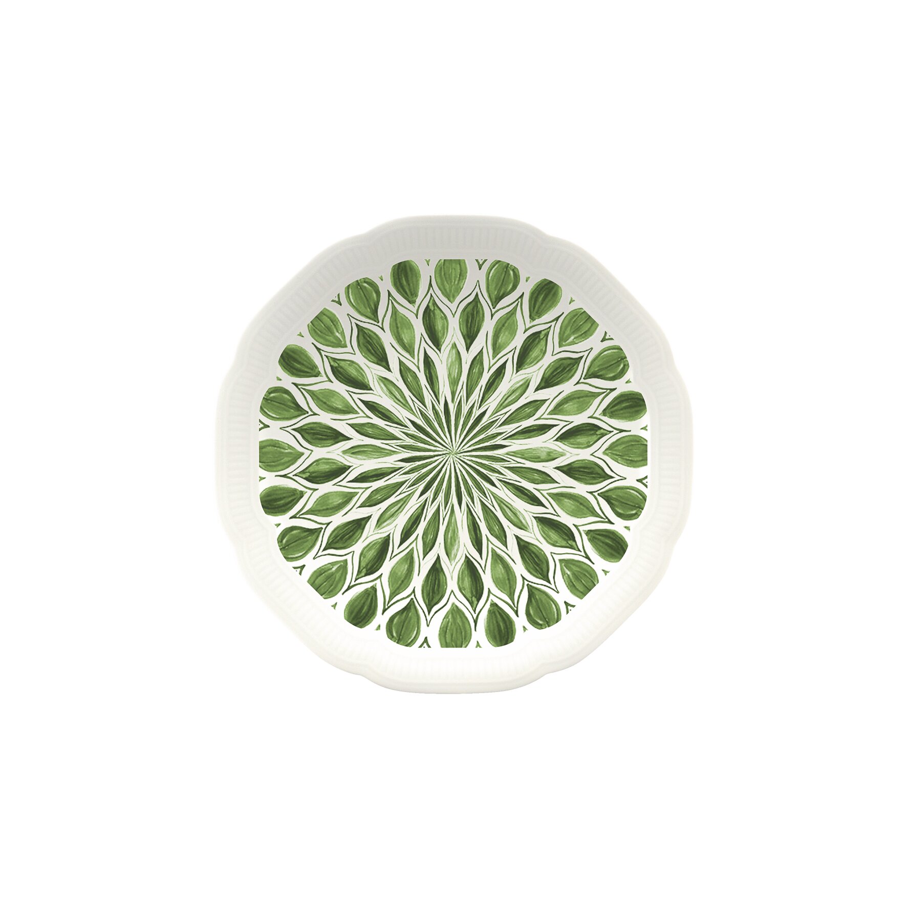 Floral Charm, Coupteller flach rund mit Relief ø 159 mm green